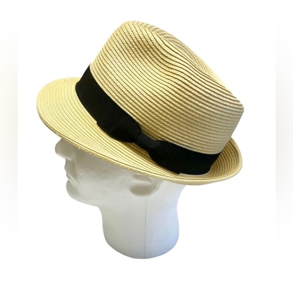 Anycosy Panama Straw Hat Sun Hat Summer Fedora Trilby Drawstring - Picture 3 of 5